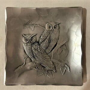 Wendell August Forge Hammered Aluminum Owl Trinket Dish Square
